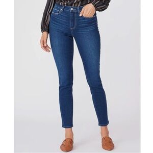 Paige Hoxton Ankle Jeans Stretchy Denim In Poem Dark Wash Blue Size 32
